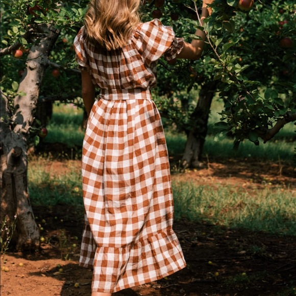 Doen Rhone St Ouen Nutmeg Plaid Dress Sz L - Picture 2 of 9